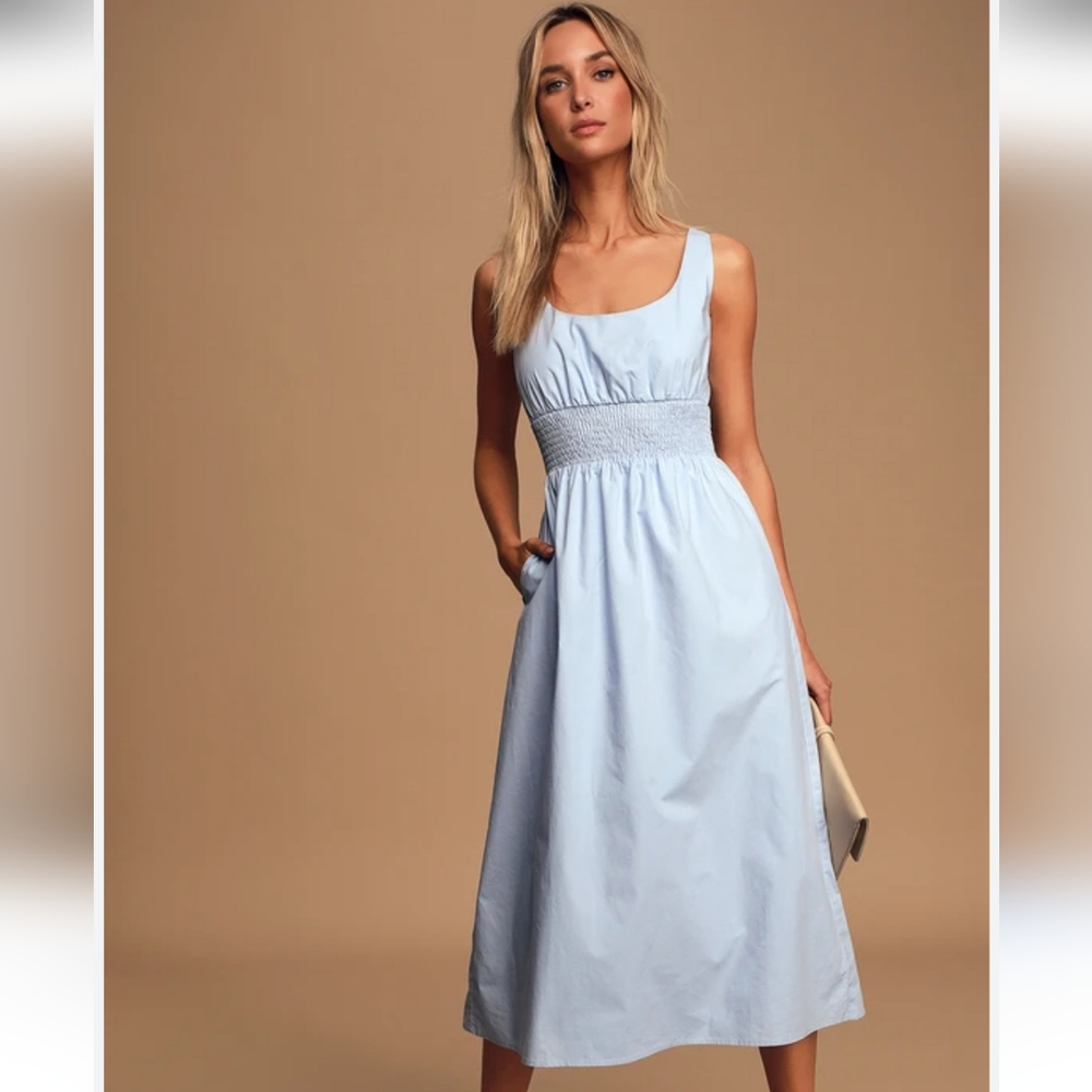 Lulu's Light Blue Midi Dress